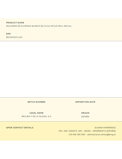 Escuadra de aluminio blanco (d) 21112 4plus 300 x 200 mm