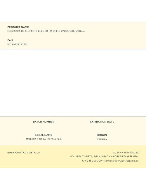 Escuadra de aluminio blanco (d) 21115 4plus 350 x 200 mm