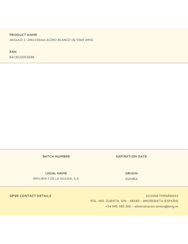 Angulo 2-200x150mm acero blanco (s) 5569 amig