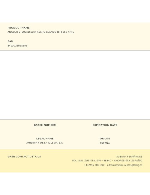 Angulo 2-200x150mm acero blanco (s) 5569 amig