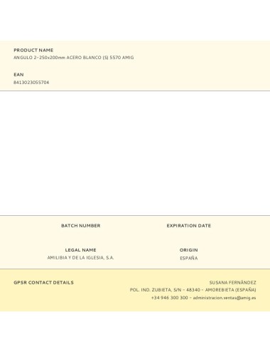 Angulo 2-250x200mm acero blanco (s) 5570 amig