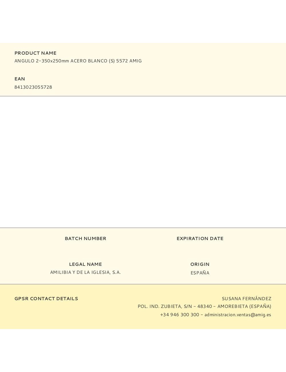 Angulo 2-350x250mm acero blanco (s) 5572 amig