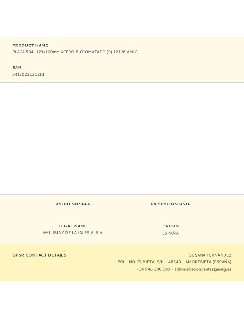 Placa 504-120x100mm acero bicromatado (s) 12126 amig