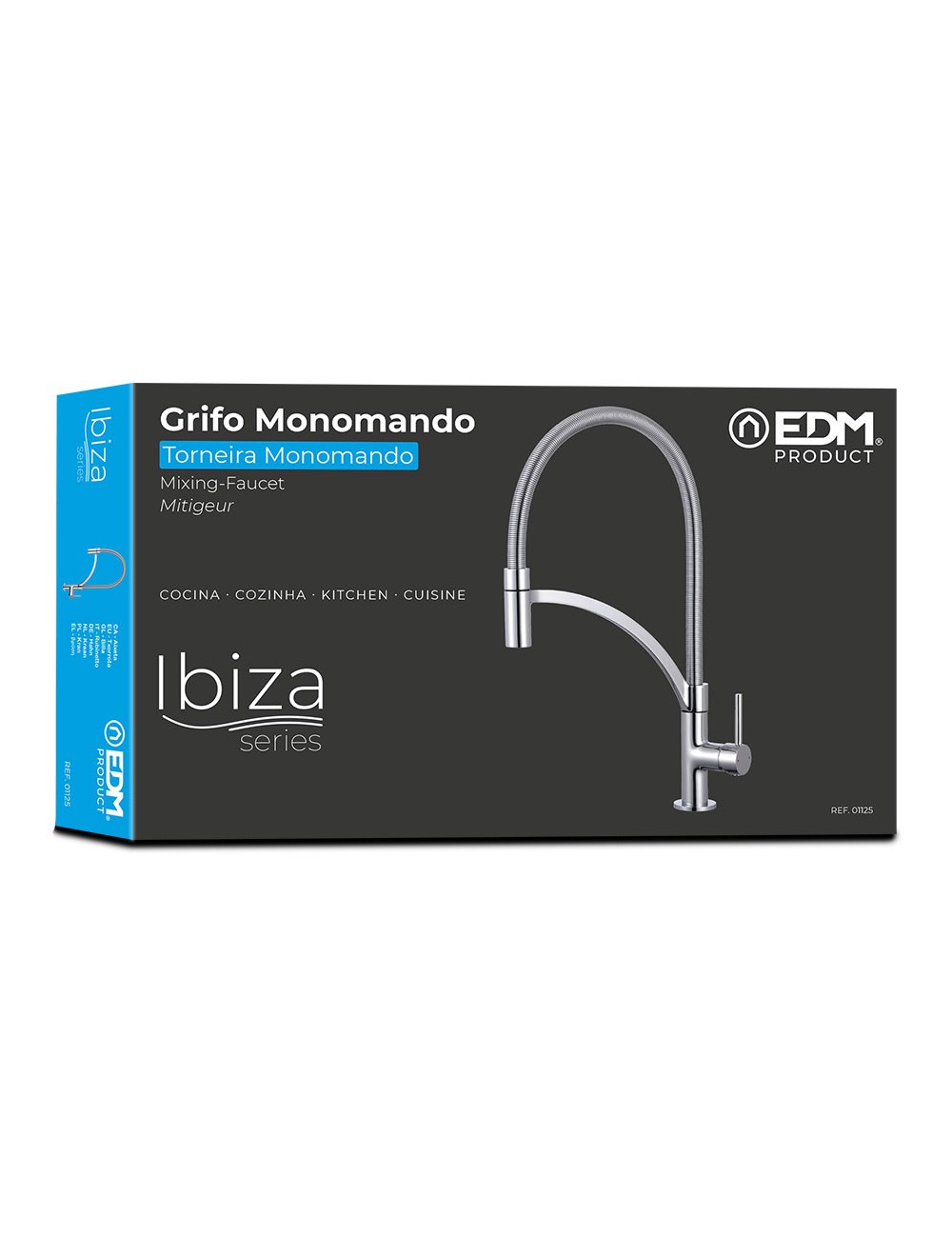 Grifo monomando de cocina caño alto serie ibiza