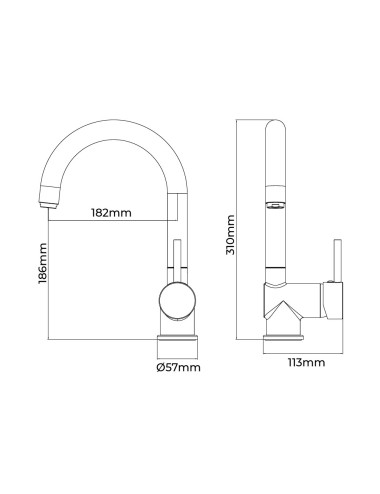Grifo monomando de cocina caño alto serie algarve