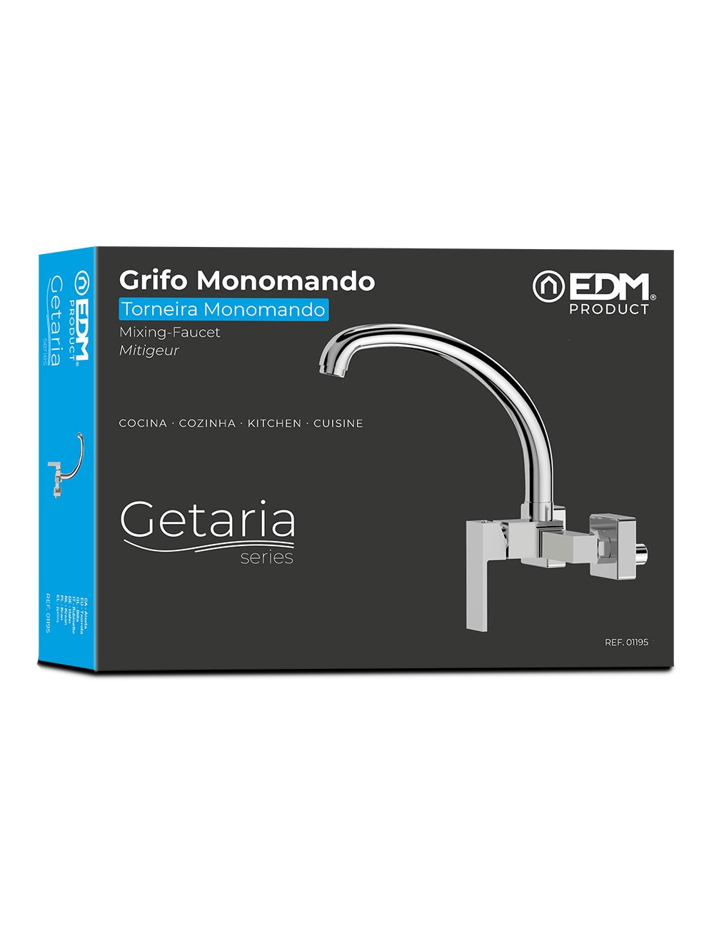 Grifo monomando de cocina caño alto empotrado serie getaria