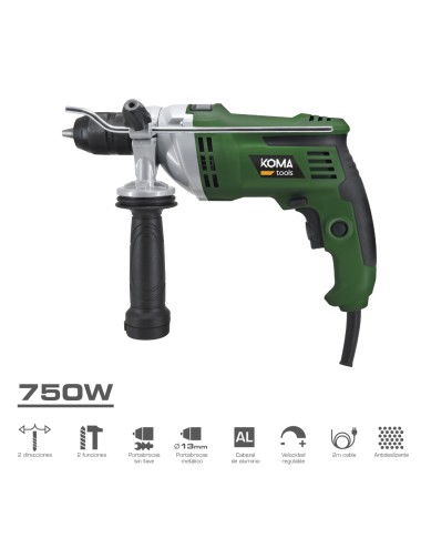 Taladro percutor 750 w, 315 x 120 x 220 mm