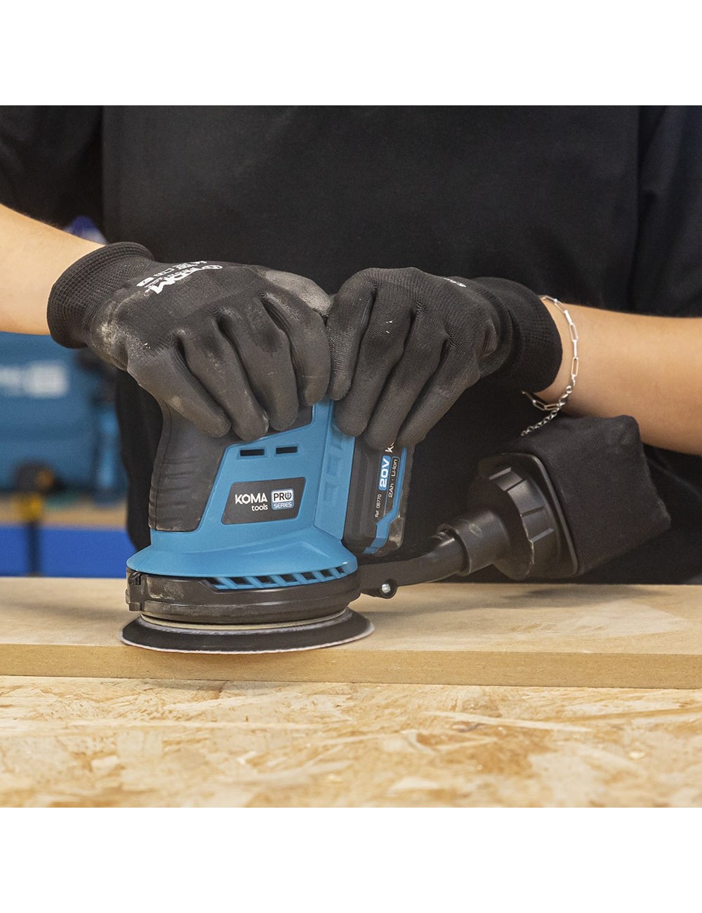 Lijadora excentrica 20 v brushless (sin batería ni cargador) 13 x 30 x 15 cm