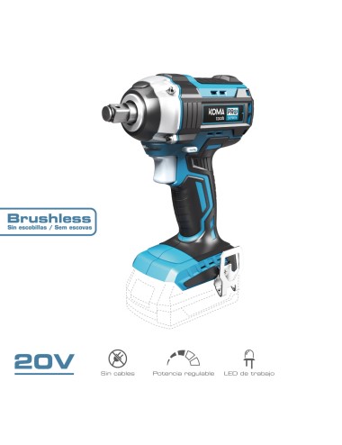 Llave de impacto 20 v brushless 280 nm (sin batería ni cargador)