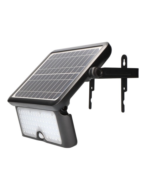 Aplique solar 10w 1150lm recargable. sensor presencia (2-8m) color negro 27,5x19,6cm edm