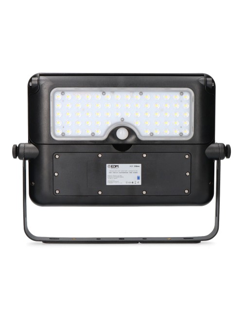 Aplique solar 10w 1150lm recargable. sensor presencia (2-8m) color negro 27,5x19,6cm edm