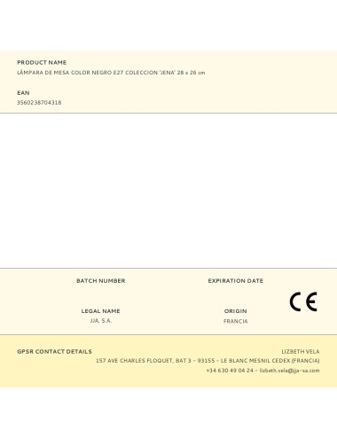 Lámpara de mesa color negro e27 coleccion 'jena' 28 x 26 cm