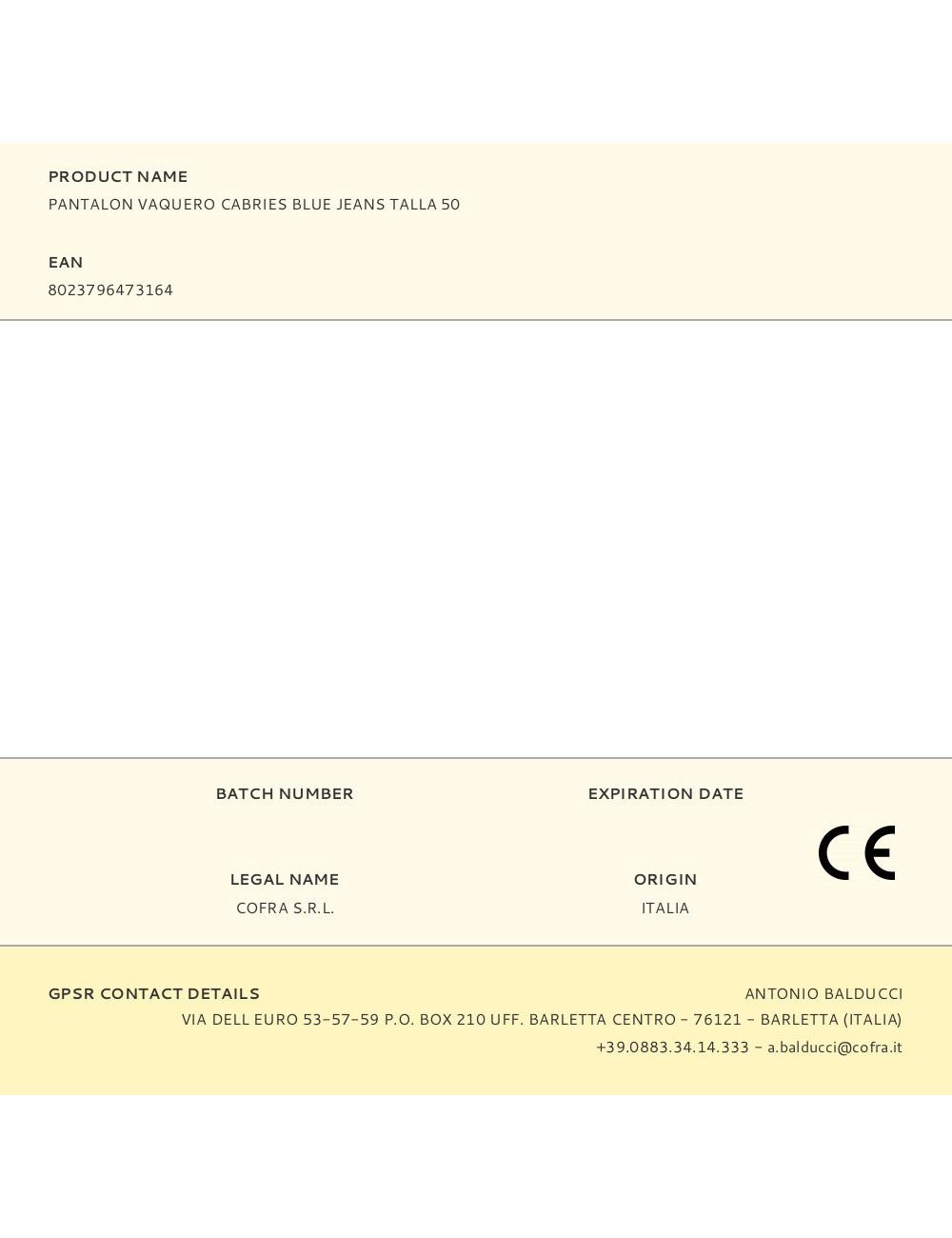 Pantalon vaquero cabries blue jeans talla 50