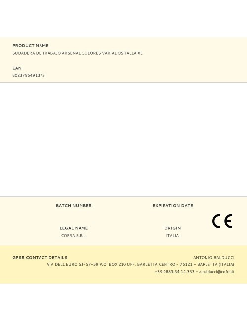 Sudadera de trabajo arsenal colores variados talla xl