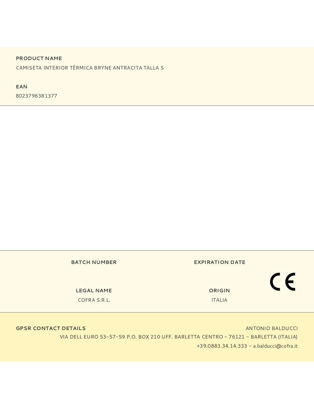 Camiseta interior térmica bryne antracita talla s