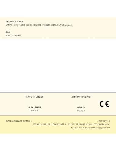 Lámpara de techo color negro e27 coleccion 'jena' 26 x 25 cm