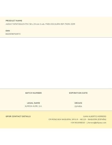 Juego tapafinales pvc 58 x 25 mm 2 uds. para escalera ref.75091 edm