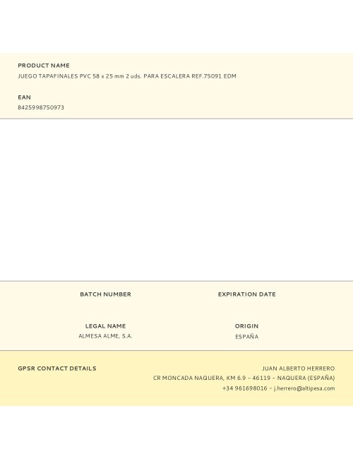 Juego tapafinales pvc 58 x 25 mm 2 uds. para escalera ref.75091 edm