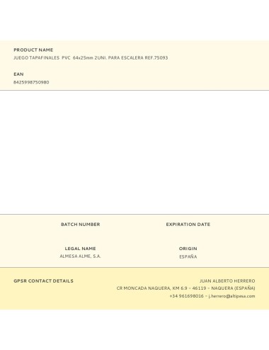 Juego tapafinales pvc 64x25mm 2uni. para escalera ref.75093