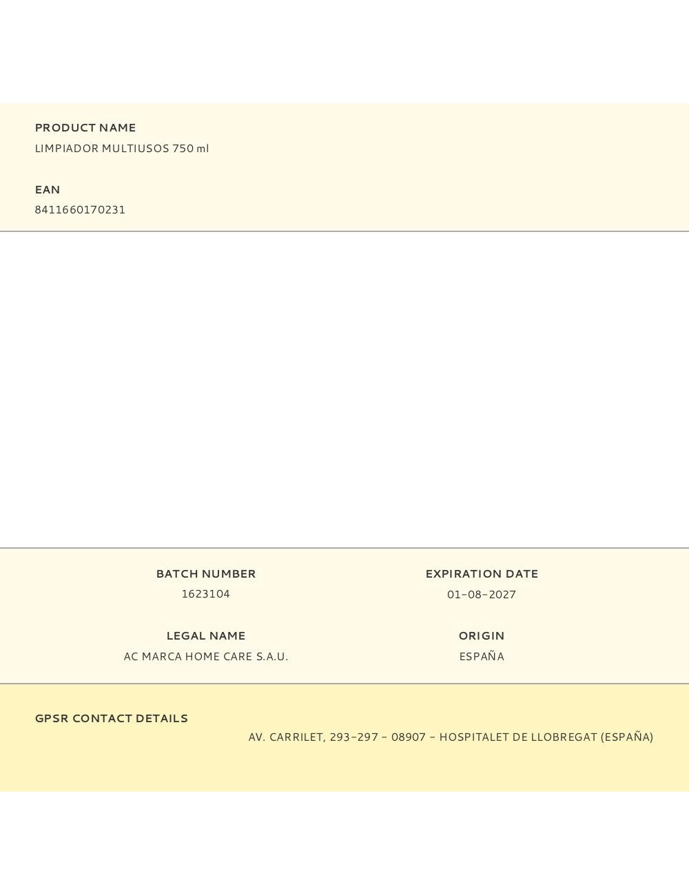 Limpiador multiusos 750 ml