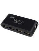 Hub usb 2.0 de 4 puertos, negro - con alimentador y cable usb logilink