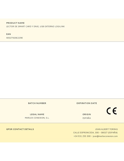 Lector de smart card y dnie, usb externo logilink