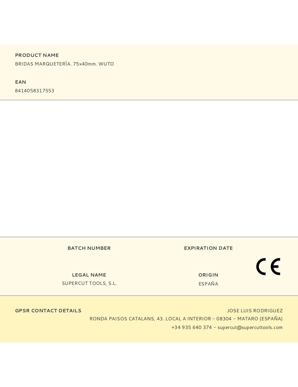 Bridas marquetería 75 x 40 mm