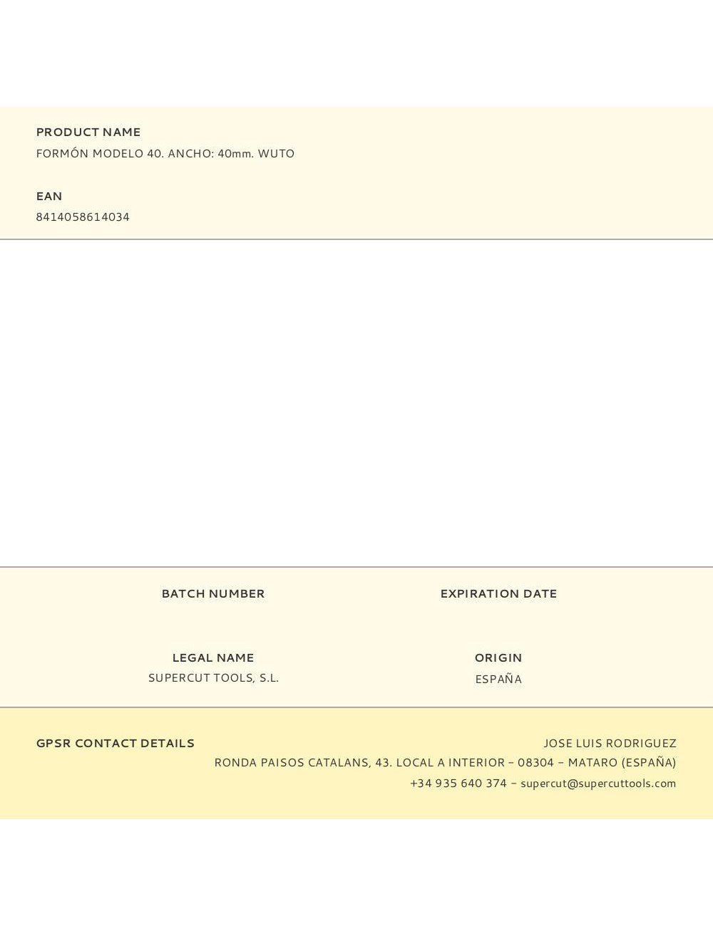 Formón modelo 40. ancho: 40mm. wuto