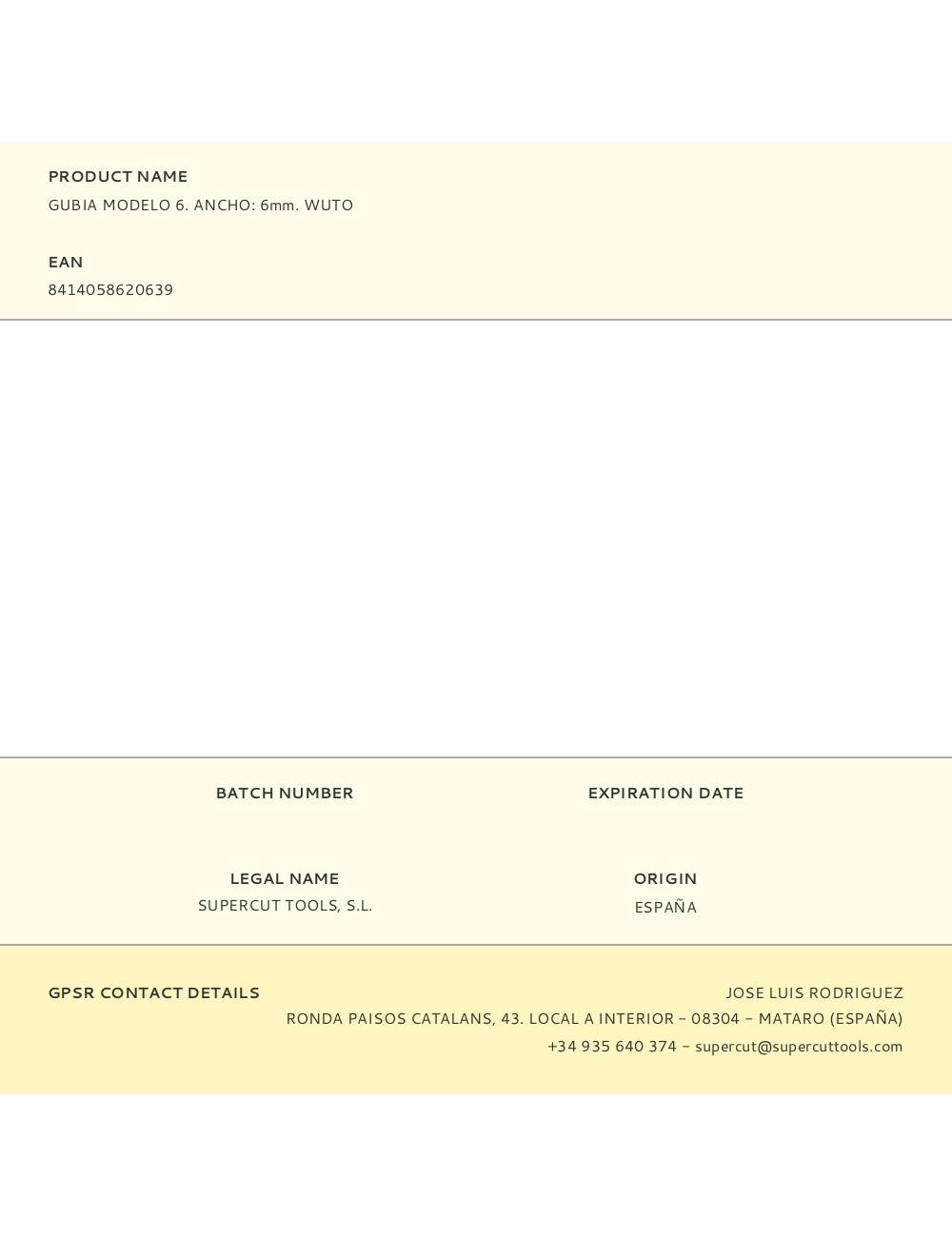 Gubia modelo 6. ancho: 6mm. wuto