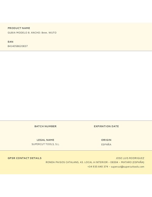 Gubia modelo 8. ancho: 8mm. wuto