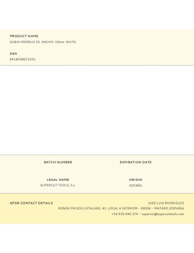 Gubia modelo 10. ancho: 10mm. wuto