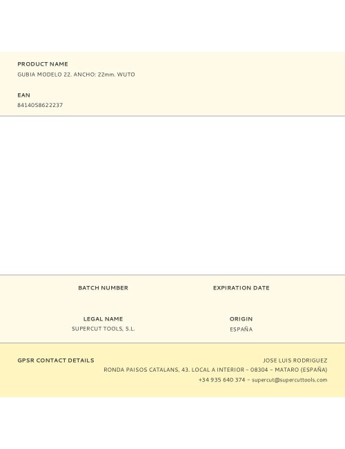 Gubia modelo 22. ancho: 22mm. wuto