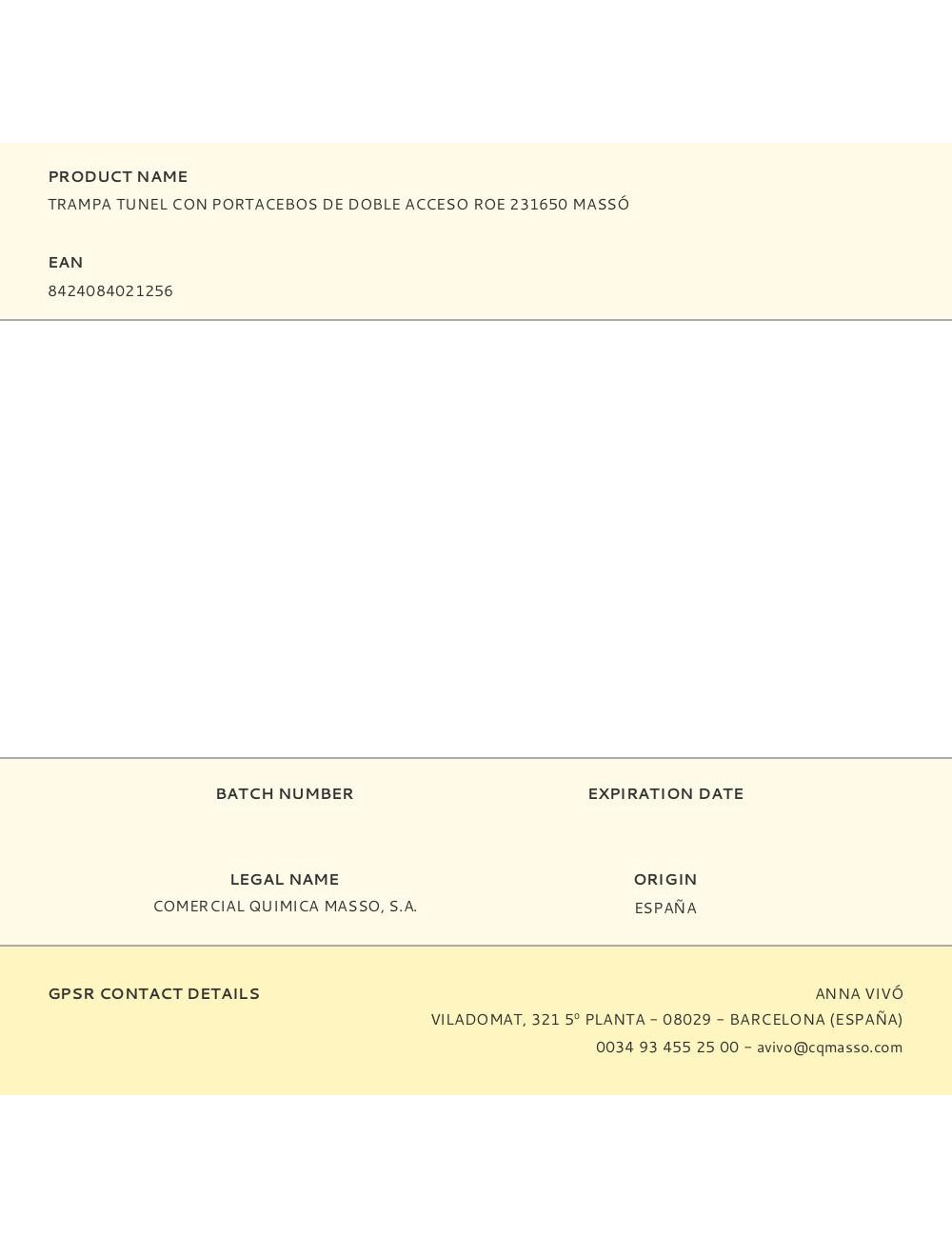 Trampa tunel con portacebos de doble acceso roe 231650 massó