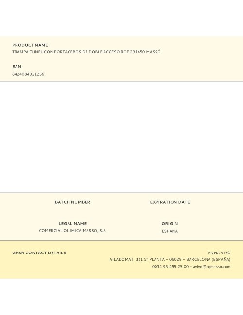 Trampa tunel con portacebos de doble acceso roe 231650 massó