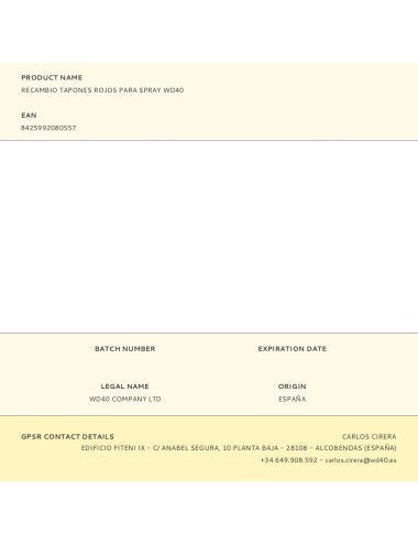Recambio tapones rojos para spray wd40