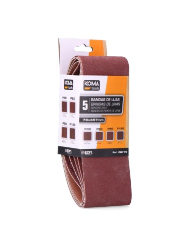 Lijas para lijadora de banda recambio para 08778, set 5 uds