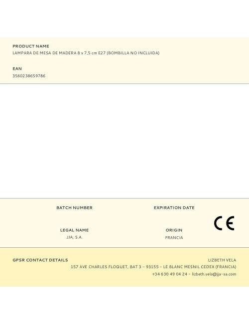 Lampara de mesa de madera 8 x 7,5 cm e27 (bombilla no incluida)