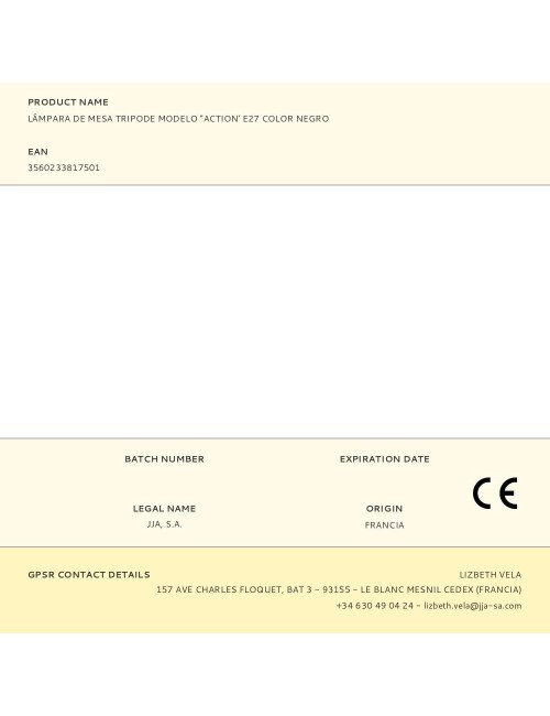 Lámpara de mesa tripode modelo "action' e27 color negro