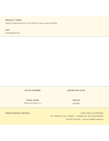 Manto para recolecta de frutos 3x6m color verde