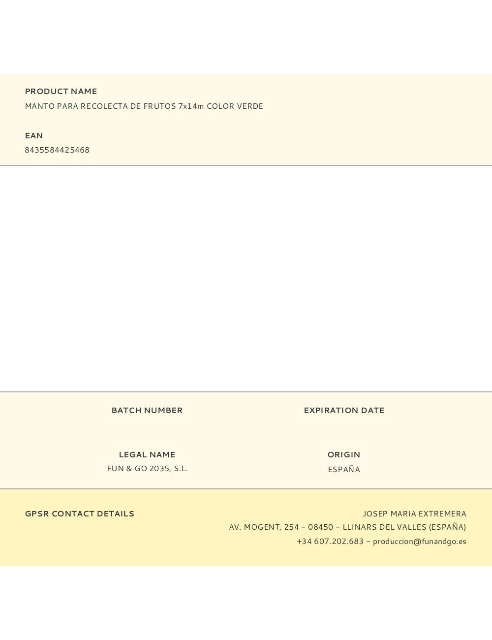 Manto para recolecta de frutos 7x14m color verde