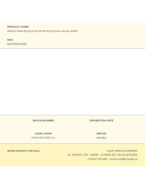 Manto para recolecta de frutos 7x14m color verde