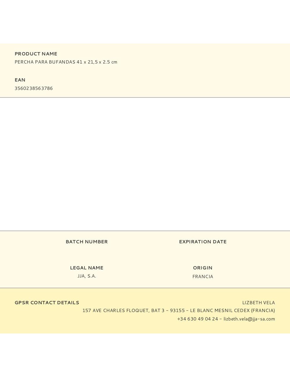 Percha para bufandas 41 x 21,5 x 2.5 cm