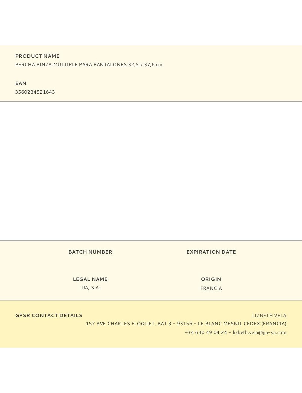 Percha pinza múltiple para pantalones 32,5 x 37,6 cm