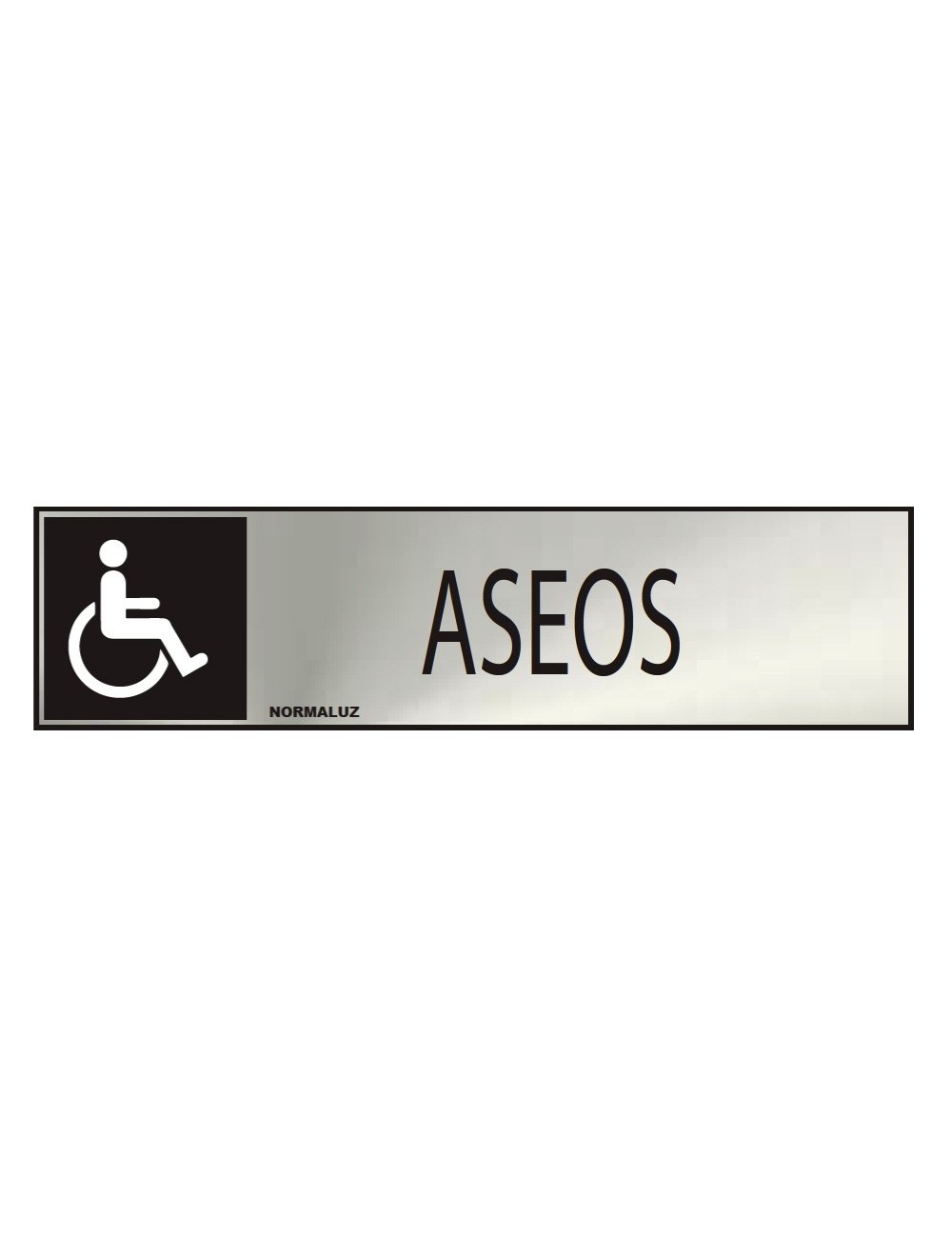 Cartel informativo "aseos" discapacitados (inox adhesivo 0.8mm) 5x20cm normaluz Cartel informativo "aseos" discapacitados (inox adhesivo 0.8mm) 5x20cm normaluz