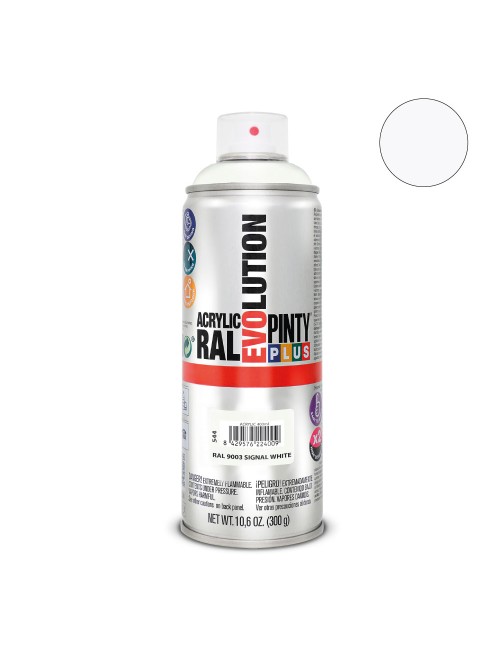 Pintura acrílica spray evolution 520 cc ral 9003 signal white 300 g