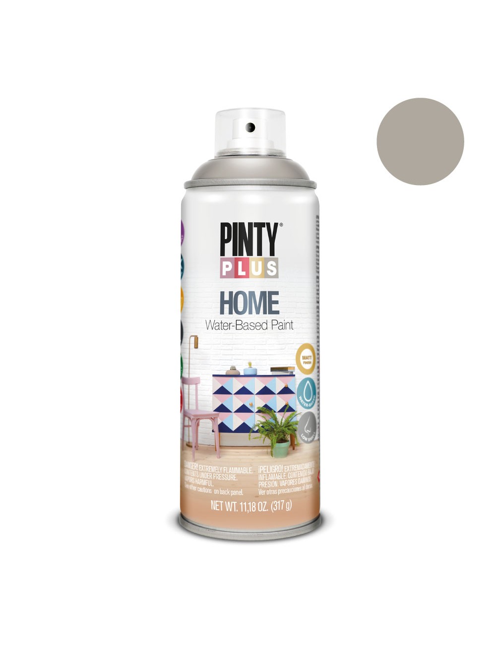 Pintura acrílica spray home water-based 520 cc brown taupe hm115