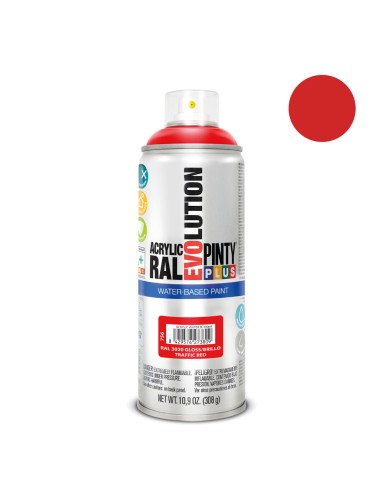 Pintura acrílica spray evolution water-based 520 cc ral 3020 rojo tráfico