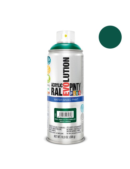 Pintura acrílica spray evolution water-based 520 cc ral 6005 verde musgo