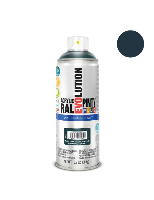 Pintura acrílica spray evolution water-based 520 cc ral 7016 gris antracita