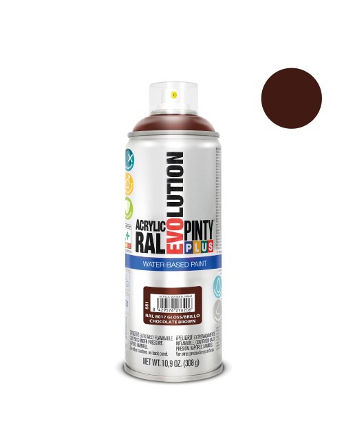 Pintura acrílica spray evolution water-based 520 cc ral 8017 chocolate